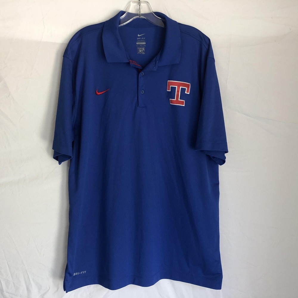 Texas Rangers Shirt Mens XL Blue MLB Baseball Nike Dri Fit Cooperstown Polo